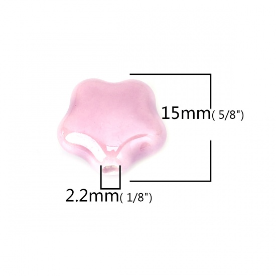 Immagine di Ceramica Diatanziale Perline Fiore Colore Viola Circa 15mm x 14mm, Foro: Circa 2.2mm, 20 Pz