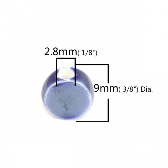 Picture of Ceramic Beads Round Royal Blue About 9mm Dia, Hole: Approx 2.8mm, 30 PCs