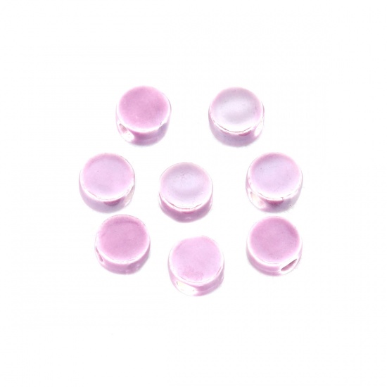 Immagine di Ceramica Diatanziale Perline Tondo Colore Viola Come 9mm Dia, Foro: Circa 2.8mm, 30 Pz