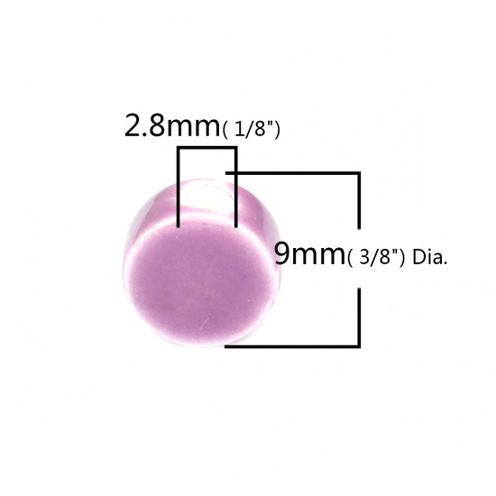 セラミックス ビーズ 円形 紫 約 9mm直径、 穴：約 2.8mm、 30 個 の画像