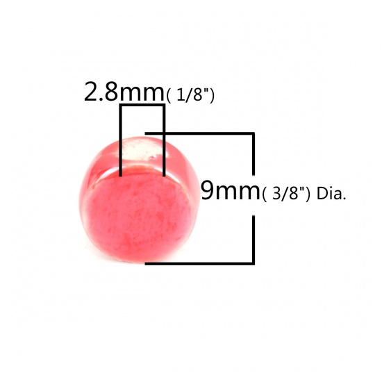 セラミックス ビーズ 円形 赤 約 9mm直径、 穴：約 2.8mm、 30 個 の画像