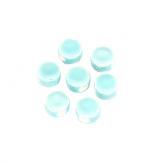 Immagine di Ceramica Diatanziale Perline Tondo Verde Blu Come 9mm Dia, Foro: Circa 2.8mm, 30 Pz