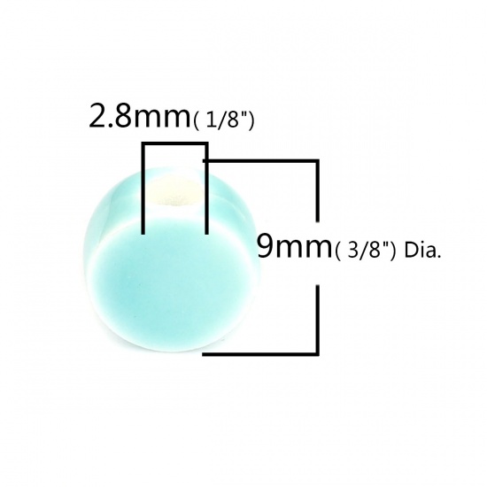 セラミックス ビーズ 円形 緑青 約 9mm直径、 穴：約 2.8mm、 30 個 の画像