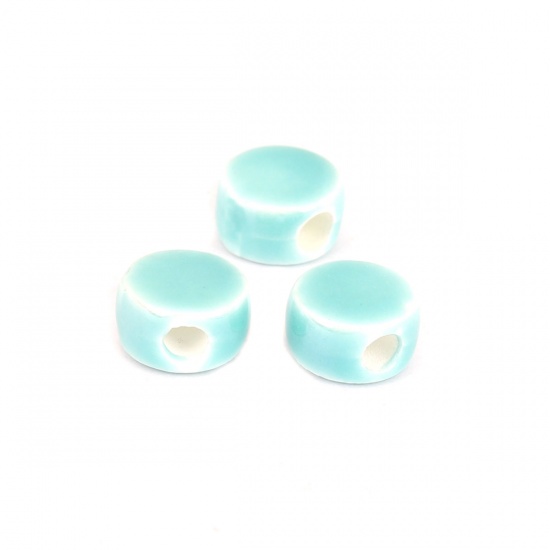 Picture of Ceramic Beads Round Green Blue About 9mm Dia, Hole: Approx 2.8mm, 30 PCs