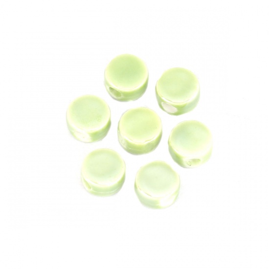 Immagine di Ceramica Diatanziale Perline Tondo Verde Come 9mm Dia, Foro: Circa 2.8mm, 30 Pz