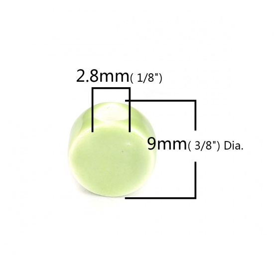 セラミックス ビーズ 円形 緑 約 9mm直径、 穴：約 2.8mm、 30 個 の画像