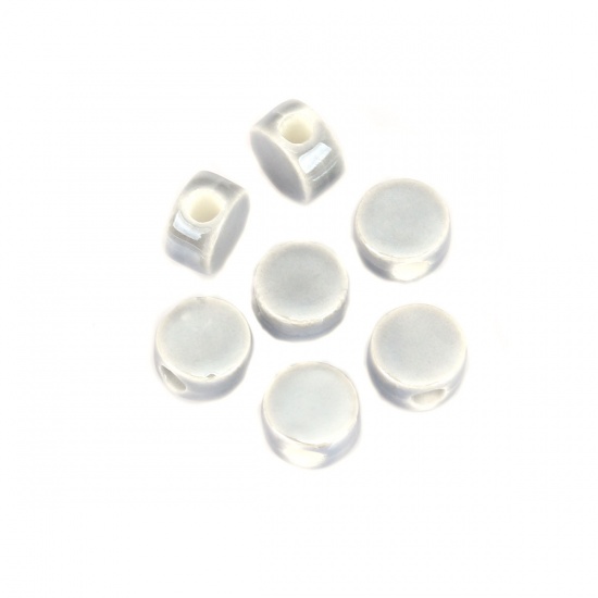 Image de Perles en Céramique Rond Gris 9mm Dia, Taille de Trou: 2.8mm, 30 Pcs