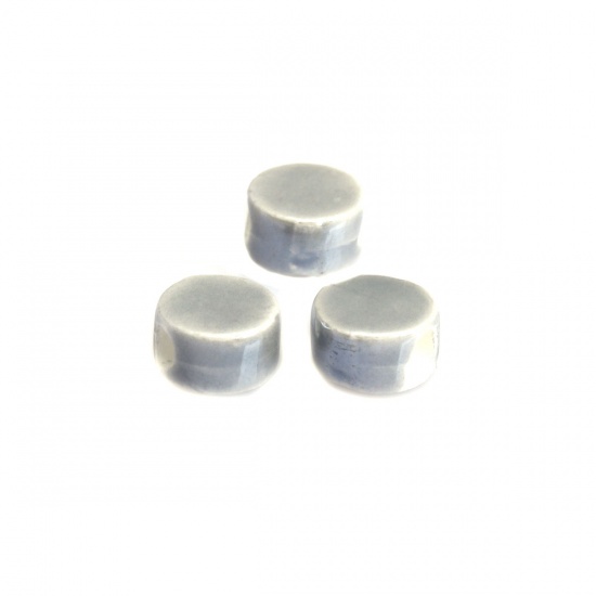 Immagine di Ceramica Diatanziale Perline Tondo Grigio Come 9mm Dia, Foro: Circa 2.8mm, 30 Pz