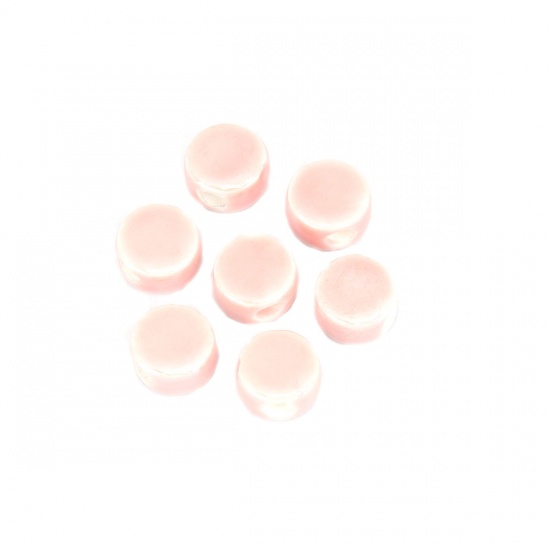 Изображение Керамические Бусины Круглые Розовый Примерно 9мм диаметр, Размер Поры 2.8мм, 30 ШТ