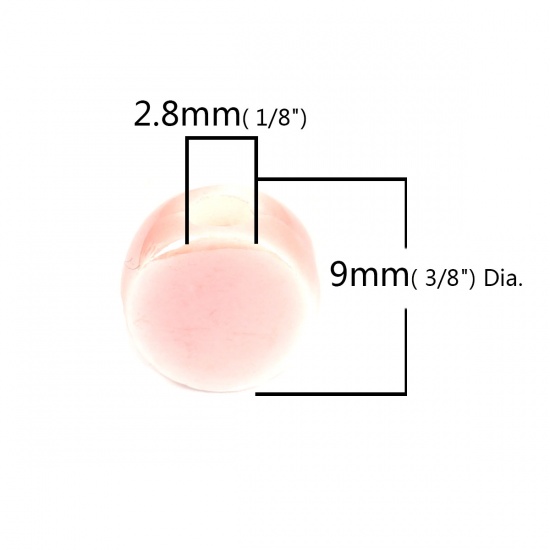 Immagine di Ceramica Diatanziale Perline Tondo Rosa Come 9mm Dia, Foro: Circa 2.8mm, 30 Pz
