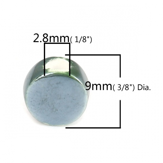 Immagine di Ceramica Diatanziale Perline Tondo Verde Scuro Come 9mm Dia, Foro: Circa 2.8mm, 30 Pz