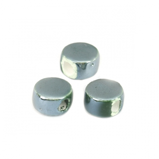 Picture of Ceramic Beads Round Dark Green About 9mm Dia, Hole: Approx 2.8mm, 30 PCs