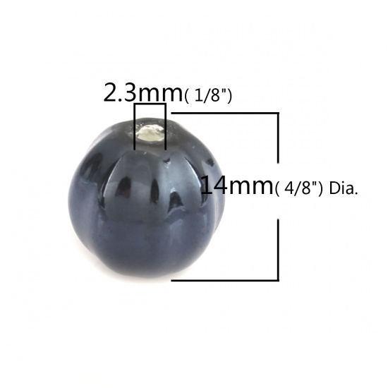 Immagine di Ceramica Diatanziale Perline Tondo Nero Come 14mm Dia, Foro: Circa 2.3mm, 20 Pz