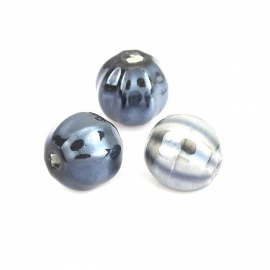 Immagine di Ceramica Diatanziale Perline Tondo Nero Come 14mm Dia, Foro: Circa 2.3mm, 20 Pz