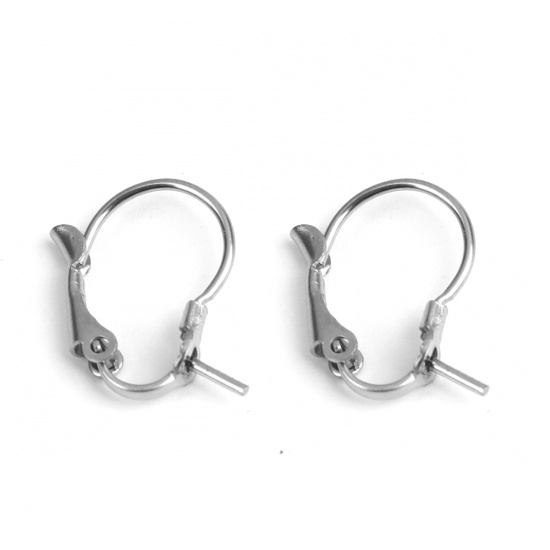 Picture of Stainless Steel Ear Clips Earrings Silver Tone 17mm x 11mm, Post/ Wire Size: (20 gauge), 10 PCs