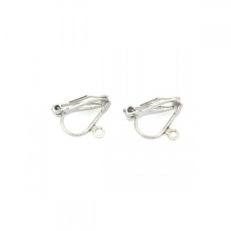 Imagen de 304 Acero Inoxidable Clip de Oreja Triángulo Tono de Plata W/ Lazo 12mm x 6mm, 10 Unidades