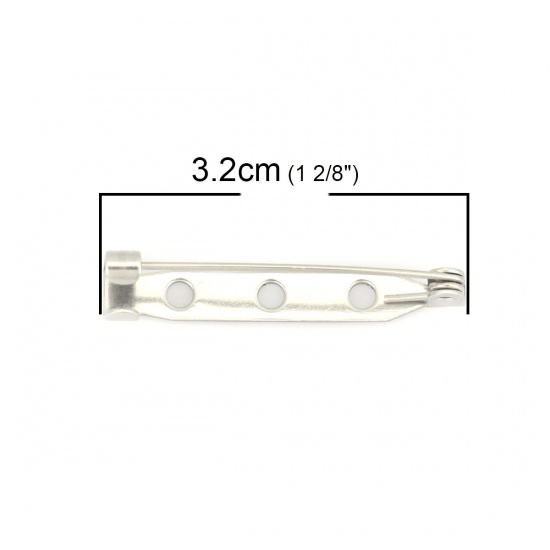 Immagine di 304 Acciaio Inossidabile Maglieria Forma di Graffetta striscia Tono Argento 3.2cm x 0.5cm, 10 Pz