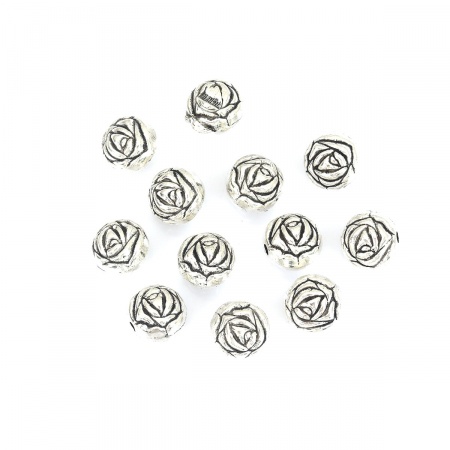 Lega di Zinco Perline Rosa Argento Antico Circa 10mm x 10mm, Foro:Circa 1.7mm, 20 Pz