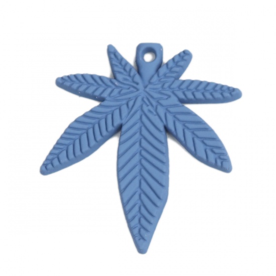 Picture of Zinc Based Alloy Charms Maple Leaf Blue 25mm x 22mm, 10 PCs