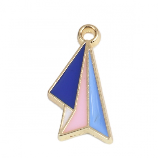 Picture of Zinc Based Alloy Origami Charms Airplane Multicolor Enamel 19mm x 9mm, 10 PCs