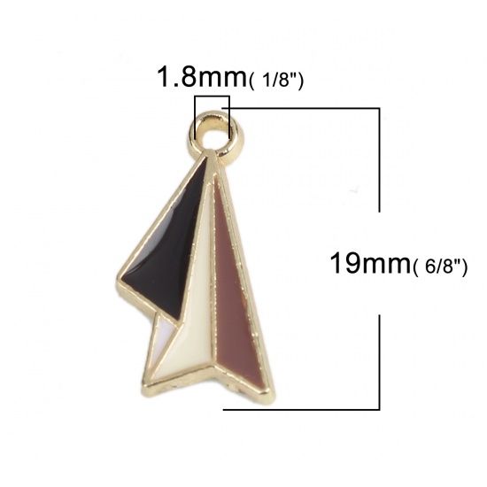 Picture of Zinc Based Alloy Origami Charms Airplane Multicolor Enamel 19mm x 9mm, 10 PCs