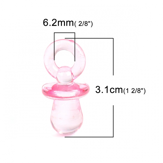 Picture of Acrylic Pendants Pacifier Pink Transparent 31mm x 15mm, 50 PCs