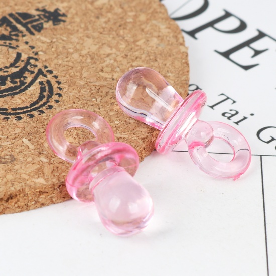 Immagine di Acrilato Ciondoli Dentaruolo Rosa Trasparente 31mm x 15mm, 50 Pz