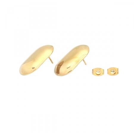 Image de Boucles d'Oreilles Puces en 304 Acier Inoxydable Ovale Doré avec Boucle 24mm x 14mm, Epaisseur de Fil: (21 gauge), 6 Pcs