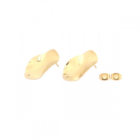 Image de Boucles d'Oreilles Puces en 304 Acier Inoxydable Ovale Doré avec Boucle 25mm x 15mm, Epaisseur de Fil: (21 gauge), 6 Pcs
