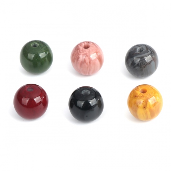 Picture of Resin Spacer Beads Round Dark Yellow About 12mm Dia, Hole: Approx 2.9mm, 50 PCs
