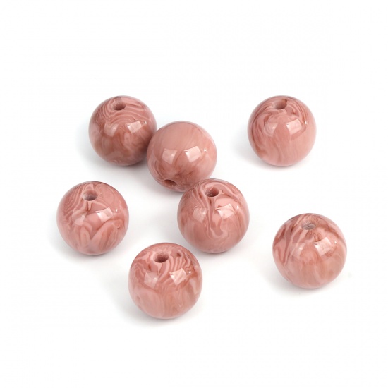 Picture of Resin Spacer Beads Round Dark Pink About 16mm Dia, Hole: Approx 3.3mm, 20 PCs