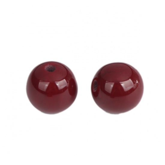 Picture of Resin Spacer Beads Round Wine Red About 16mm Dia, Hole: Approx 3.3mm, 20 PCs