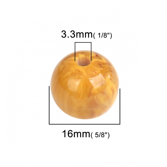 Imagen de Resina Cuentas Ronda Amarillo Aprox 16mm Dia, Agujero: Aprox 3.3mm, 20 Unidades