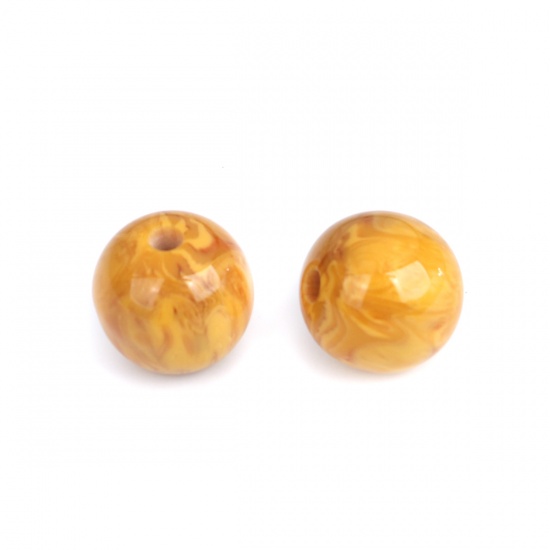 Picture of Resin Spacer Beads Round Dark Yellow About 16mm Dia, Hole: Approx 3.3mm, 20 PCs