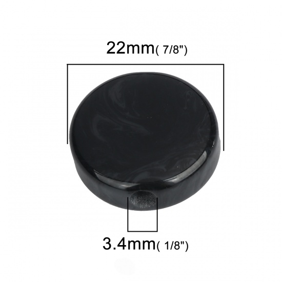 Picture of Resin Spacer Beads Round Black About 22mm Dia, Hole: Approx 3.4mm, 20 PCs