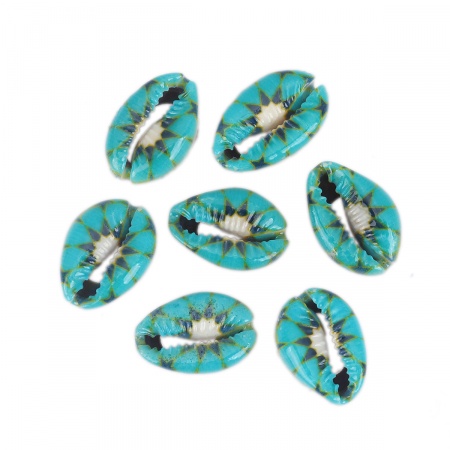 Conchiglia Sciolto Perline Conchiglia Verde Blu Fiore Disegno 25mm x 17mm-18mm x 14mm, 10 Pz