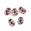 Picture of Natural Shell Loose Beads Conch/ Sea Snail Fuchsia & Black Leopard Print Pattern About 25mm x 17mm-18mm x 14mm, 10 PCs