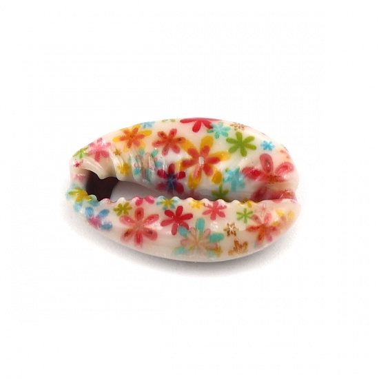 Image de Perles en Coquille Escargot de Mer Multicolore Fleurs 25mm x 17mm-18mm x 14mm, 10 Pcs