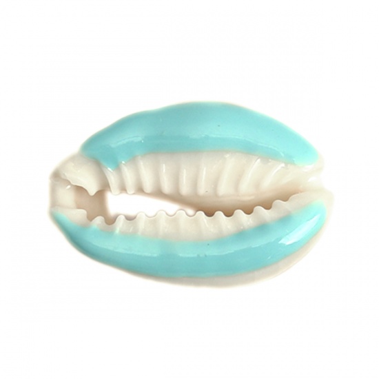 Image de Perles en Coquille Escargot de Mer Bleu Clair 25mm x 17mm-18mm x 14mm, 10 Pcs