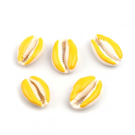 Conchiglia Sciolto Perline Conchiglia Giallo 25mm x 17mm-18mm x 14mm, 10 Pz