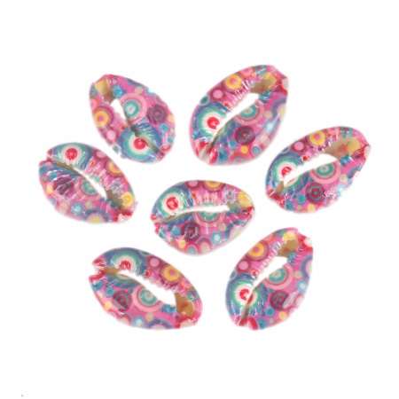 Conchiglia Sciolto Perline Conchiglia Multicolore Circolo Disegno 25mm x 17mm-18mm x 14mm, 10 Pz