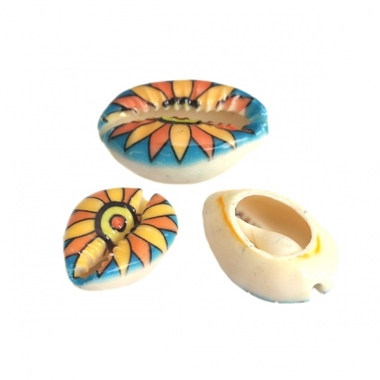 Immagine di Conchiglia Sciolto Perline Conchiglia Multicolore Fiore Disegno 25mm x 17mm-18mm x 14mm, 10 Pz