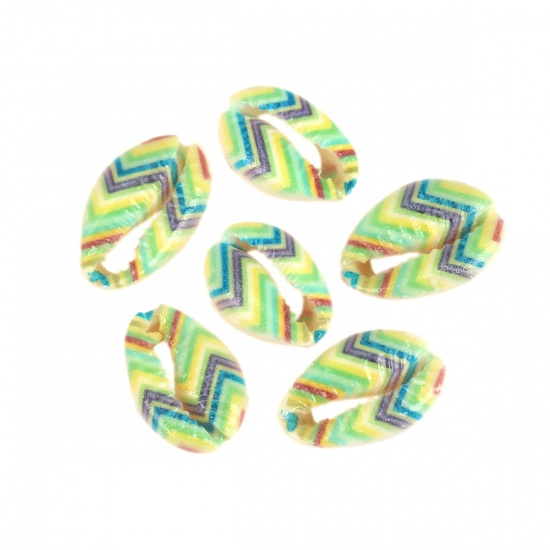Picture of Natural Shell Loose Beads Conch/ Sea Snail Multicolor Stripe Pattern About 20mm x 13mm-16mm x 12mm, 10 PCs
