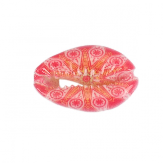 Image de Perles en Coquille Escargot de Mer Rouge Fleurs 25mm x 17mm-18mm x 14mm, 10 Pcs