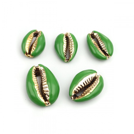 Conchiglia Sciolto Perline Conchiglia Verde Oro 27mm x 18mm-17mm x 13mm, 5 Pz