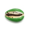 Image de Perles en Coquille Escargot de Mer Vert Or 27mm x 18mm-17mm x 13mm, 5 Pcs