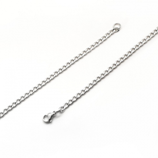 Picture of 304 Stainless Steel Link Curb Chain Necklace Oval Silver Tone With Lobster Claw Clasp 80cm(31 4/8") long, 1 Piece