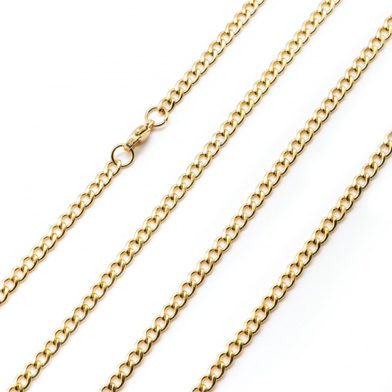 Picture of 304 Stainless Steel Link Curb Chain Necklace Oval Gold Plated With Lobster Claw Clasp 80cm(31 4/8") long, 1 Piece