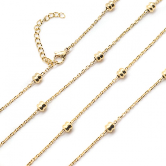 Picture of 304 Stainless Steel Link Cable Chain Necklace Gold Plated With Lobster Claw Clasp 75cm(29 4/8") long, 1 Piece