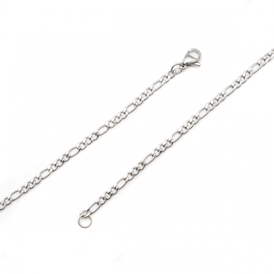 Picture of 304 Stainless Steel Link Curb Chain Necklace Oval Silver Tone With Lobster Claw Clasp 75cm(29 4/8") long, 1 Piece